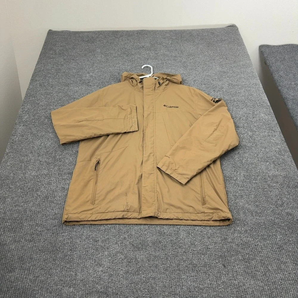 Columbia Jacket Mens L Tan Nylon Hooded Interchange‎ Outdoor Gorpcore Style